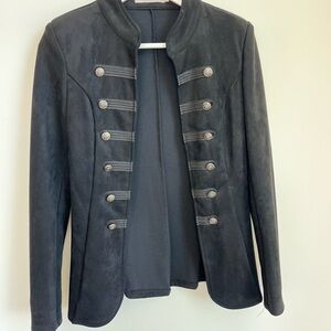 Black Structured Blazer with Stand-Up Collar